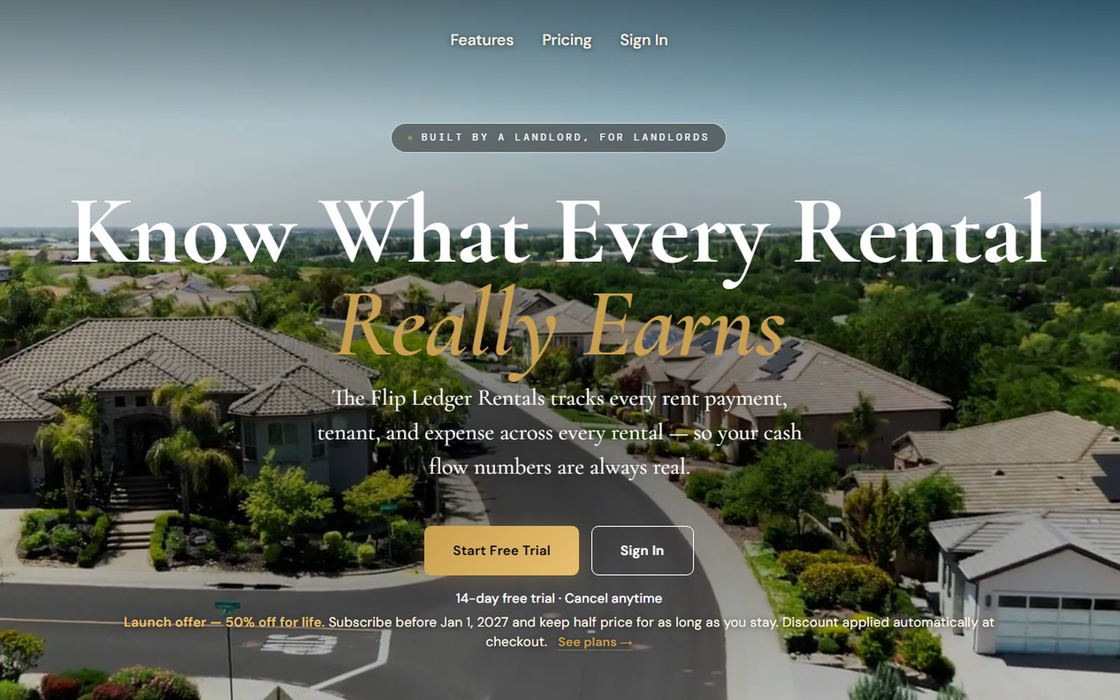 The Flip Ledger Rentals software website